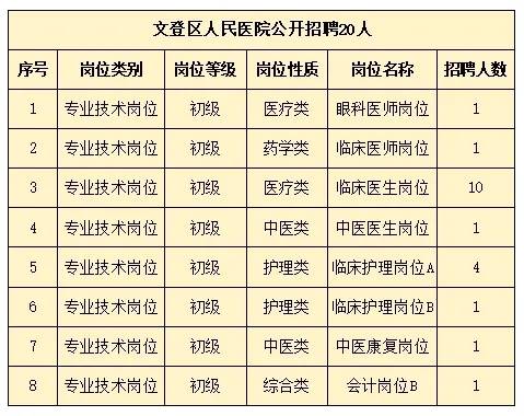 2024年文登區(qū)人民醫(yī)院公開招聘 20人！